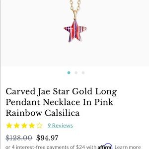 Carved Jae Star Gold Long Pendant Necklace In Pink Rainbow Calsilica
